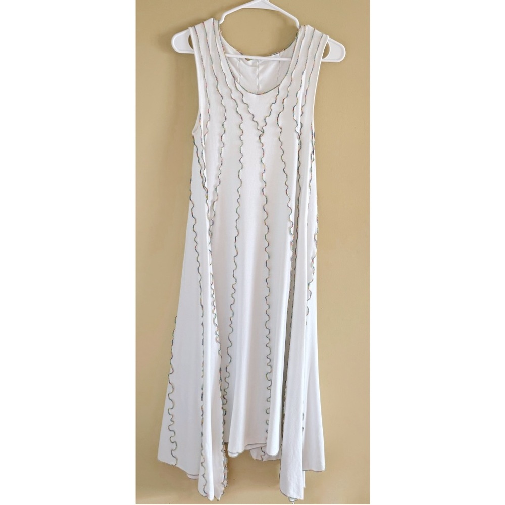See By Chloe Cloudy White Midi Dress Sleeveless Crew Neck Lettuce Hem Size Small - Picture 6 of 11